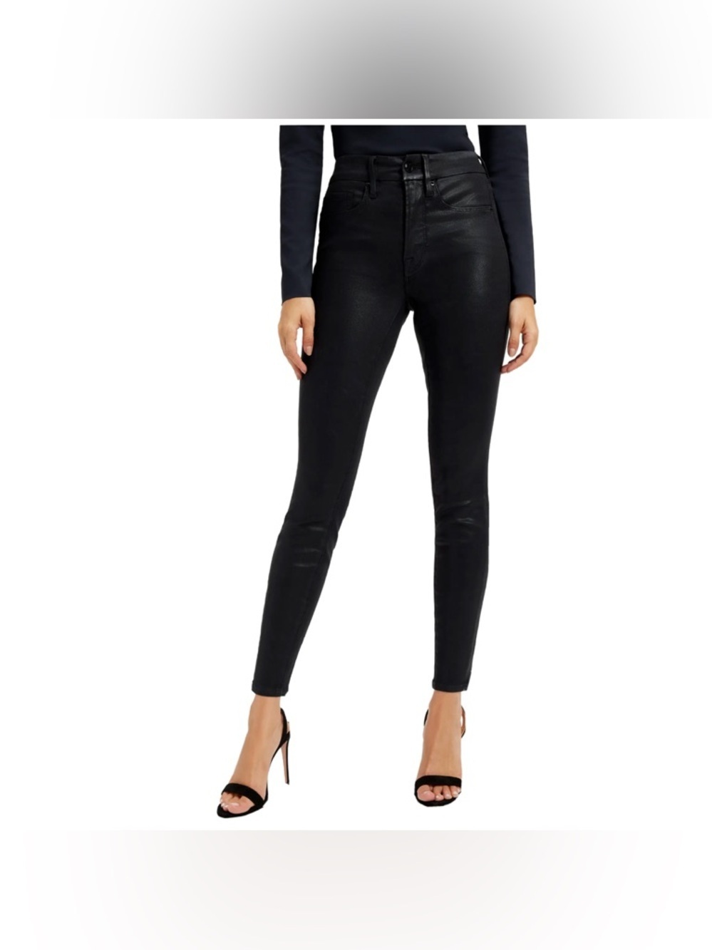 NEW GOOD AMERICAN Good Legs Coated High-Waisted Skinny Jeans Size 26